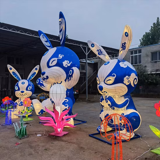 Linterna de conejo de papel chino, iluminación de Ramadán, linterna exterior para adorno de festival