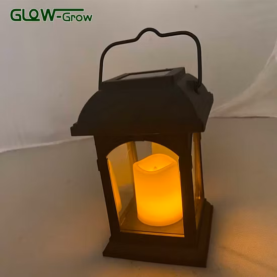Linternas solares para exteriores, linterna negra de 6 pulgadas con vela LED alimentada por energía solar, impermeable, temporizador de atardecer a amanecer, mesa colgante, porche para decoración del festival del hogar de Ramadán